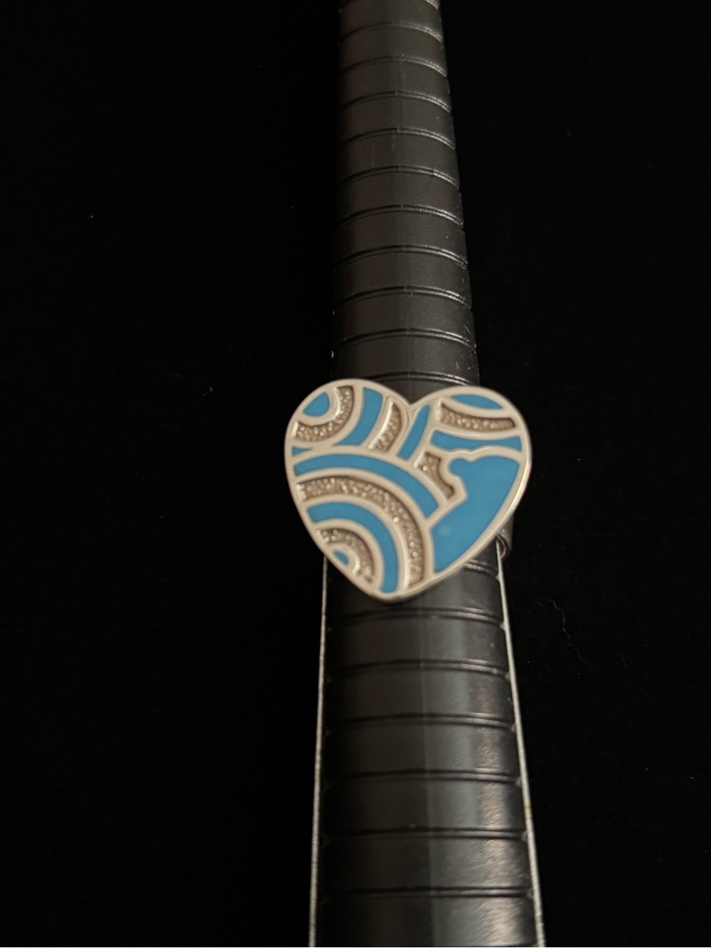 925 Sterling Silver Blue Heart Enamel Ring Sz 8